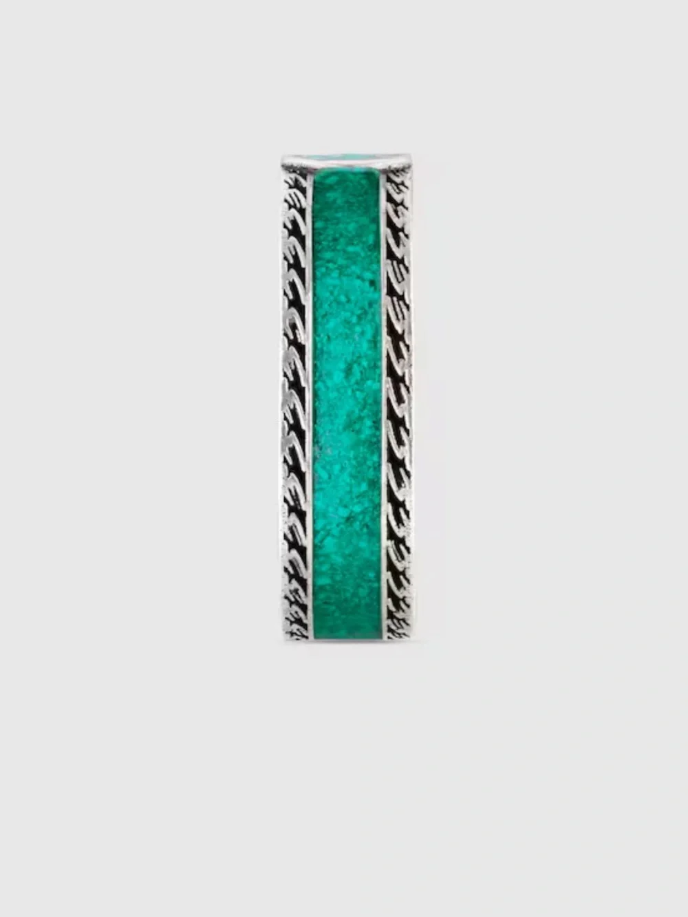 NWT GUCCI INTERLOCKING G RING STERLING SILVER TURQUOISE ENAMEL DESIGNER SIZE: 21